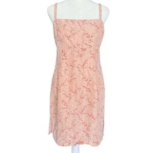 Ann Taylor Loft VTG Y2K Pink Silk Floral Baby Doll Mini Dress Size 8 Romantic